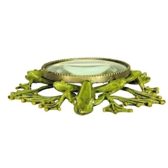 Olivia Riegel Brass Enamel Frog Designer Magnifier Reader Swarovski Crystal Eyes - Picture 4 of 4